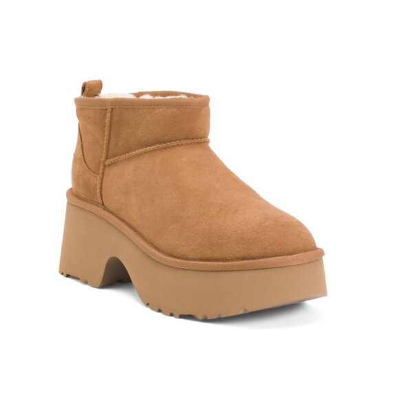 UGG Chestnut Suede Classic Ultra Mini New Heights Boots